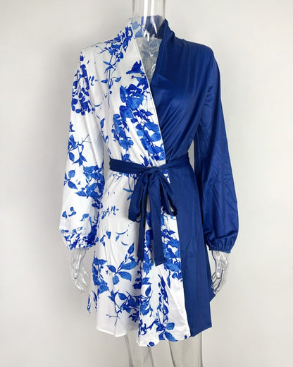 Autumn Winter  Womens Dresses V-neck Wrap Up Dress for Women Woman Clothing Korean Version long sleeve Loose Elegant dress Skirt