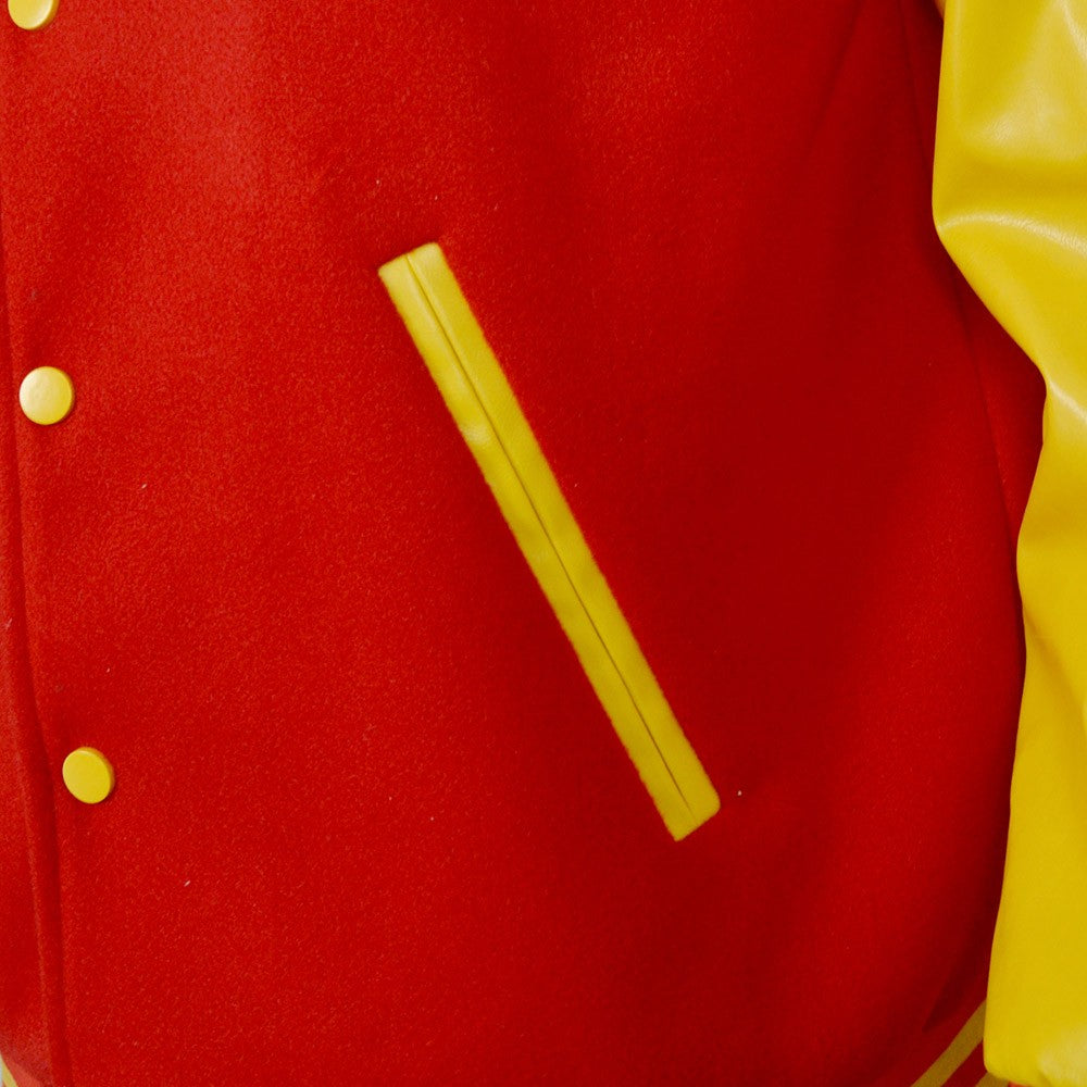 Michael Jackson Thriller Scary Costume Red Leather Jacket for Women Man Adults Dress Halloween Baseball Jacket Retro Bomber Coat