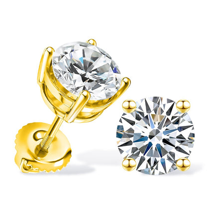 Sweetrain 0.5-2ct Moissanite Screw Back Earrings 925 Sterling Silver Brilliant Round Cut Moissanite Stud Earrings for Women Men