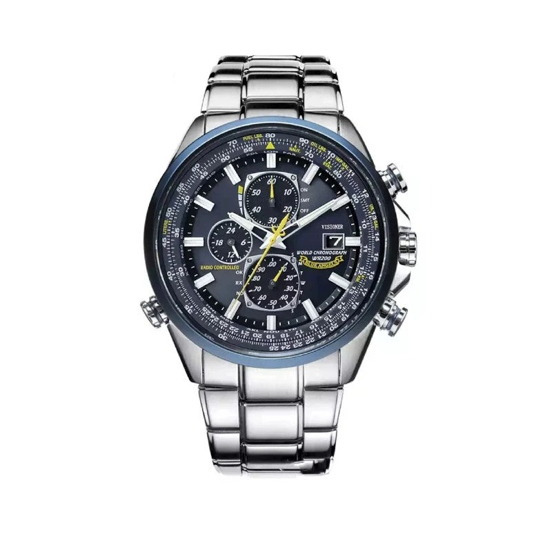 Blue Angels Watch for Men, Pilot Military Aviation Watch, Stainless Steel Bracelet with Large Luminous Dial, Gift for Him