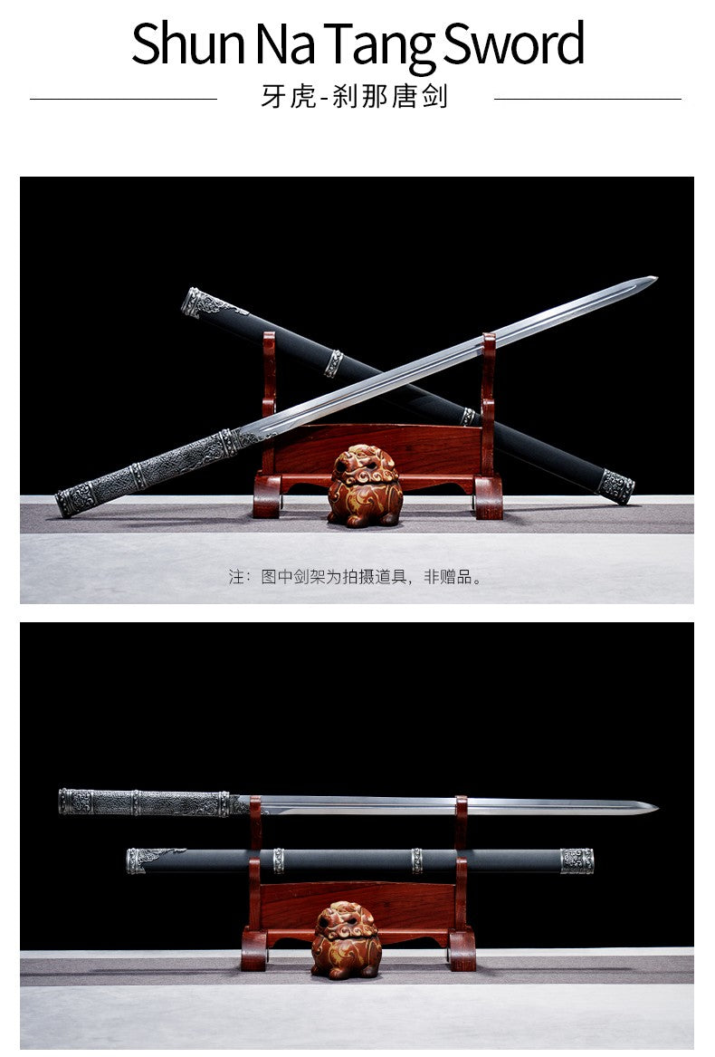 Classic Tang Dynasty Straight Sword Plain Polished Blade Matte Black Scabbard Traditional Tang Dynasty Jian Collectible Sword