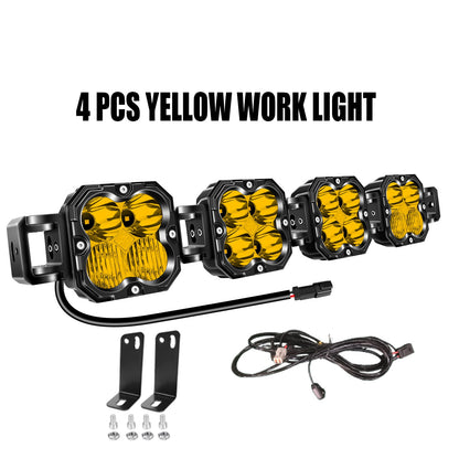 4in 30W Amer Cube LED Pod Light Spot Flood Combo Beam Work Lights,3055K/3530K Car Off-Road Driving Lamp for Truck,SUV,Motorcycle
