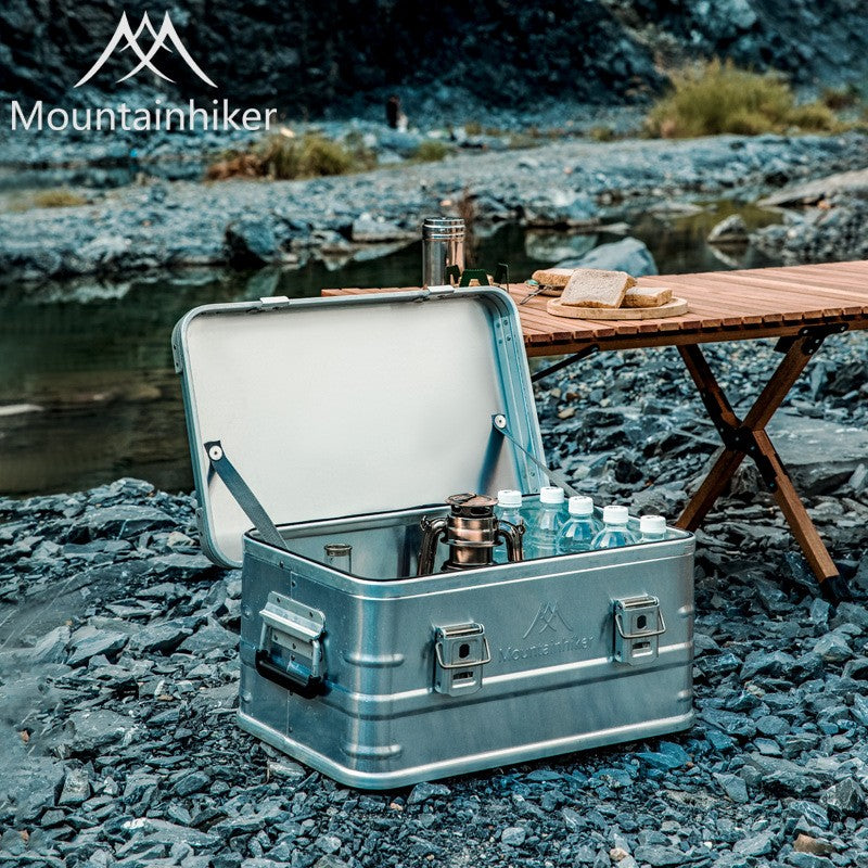 MOUNTAINHIKER Outdoor Storage Box Camping Picnic Travel Aluminum Alloy Large Capacity Box Silver Storage Bag 30-80L