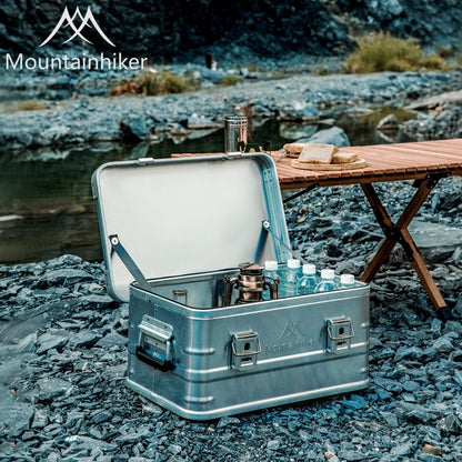 MOUNTAINHIKER Outdoor Storage Box Camping Picnic Travel Aluminum Alloy Large Capacity Box Silver Storage Bag 30-80L