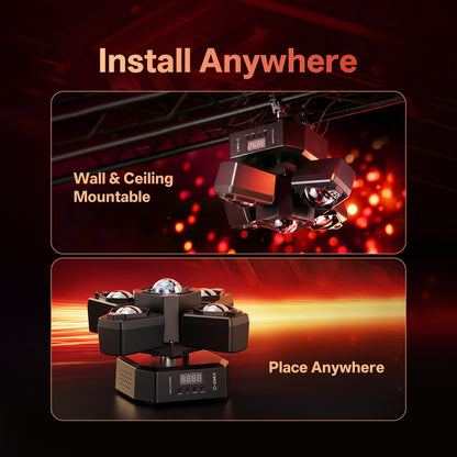 4-Arm Moving Head Light 70W RGBW Beam Magic Ball Light Stage Strobe Effect Lights DJ Party Lights for Theater Live Show Bar Club