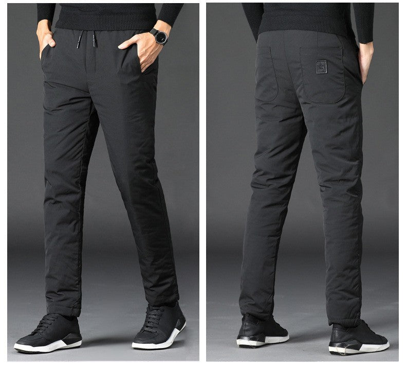 Quality Duck Down Pants for Men Thickened High Waist Loose Fit Warm Winter Trousers calça masculina moletom masculino PT-581