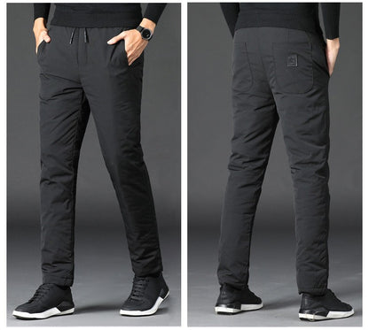 Quality Duck Down Pants for Men Thickened High Waist Loose Fit Warm Winter Trousers calça masculina moletom masculino PT-581