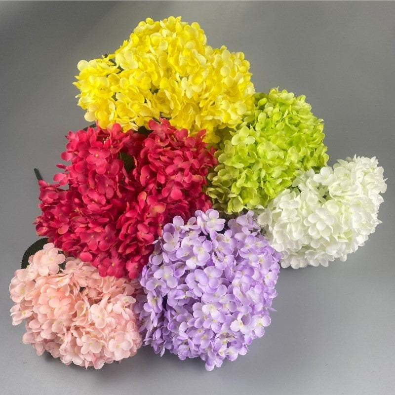 5 Heads Hydrangea Bouquet Silk Artificial Flowers for Party Wedding Living Room Decoration Accessories Home Decor Fake Flowers