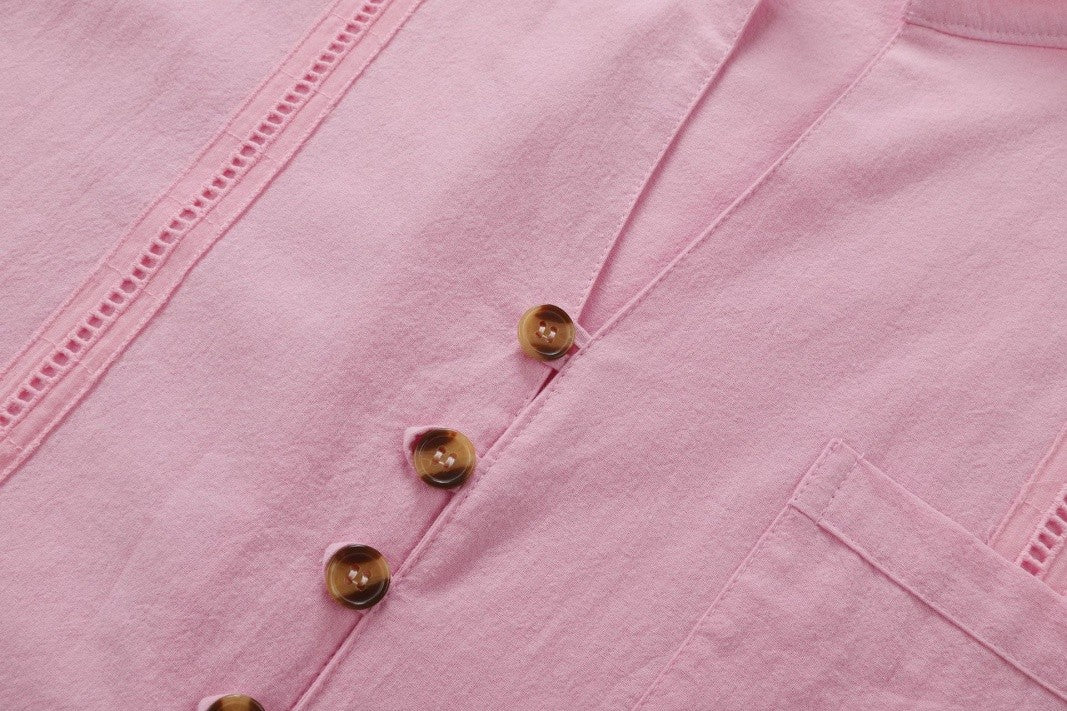 Men's Retro Cotton And Linen Set, Spring And Autumn Fashion Stand-up Collar Pocket Long Pants Long-sleeved Two-piece set