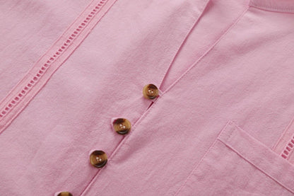 Men's Retro Cotton And Linen Set, Spring And Autumn Fashion Stand-up Collar Pocket Long Pants Long-sleeved Two-piece set