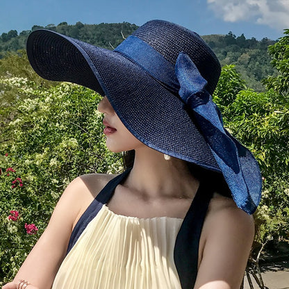 Summer Woman Hat Wide Brim Straw Hat For Women Holiday Beach Visor Fashion Panama Cap For Girl Sunscreen Sun Bucket Hat Foldable