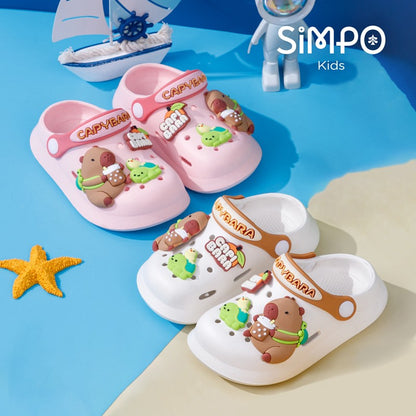 Summer Kids' Garden Clogs Shoes Boys & Girls Beach Sandal Kids Lightweight Breathable Cute Capybara Slip On Baby Slippers