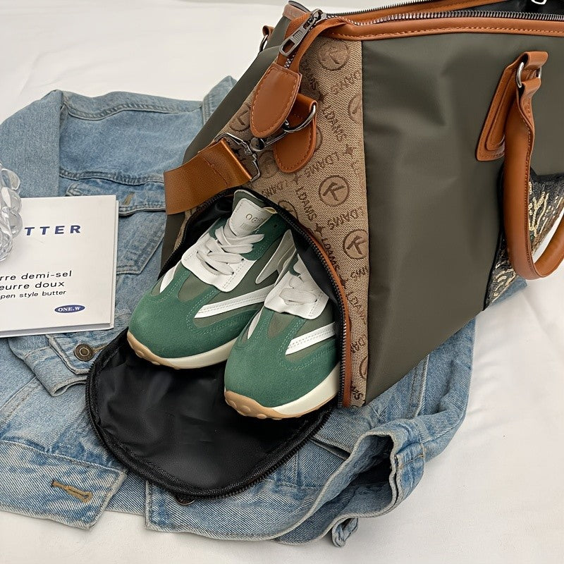 Large Capacity Travel Bag with Bear & Cat Design - Durable Oxford Fabric, Hand Washable, Ideal for Students, Fitness, Yoga