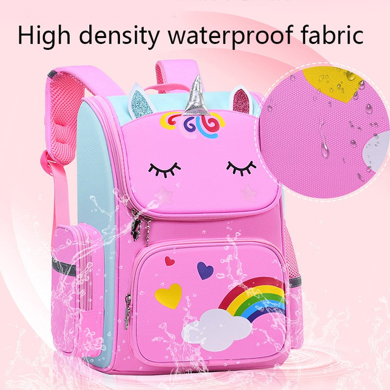 Mochila Infantil para Meninas Unicórnio Bolsa Escolar Olhos Arco-Íris Mochila para Adolescentes Viagem Impermeável