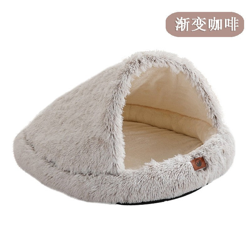 Cama Quente de Inverno para Gatos e Cães em Formato Fechado, Ninho para Gatos, Cama para Cães