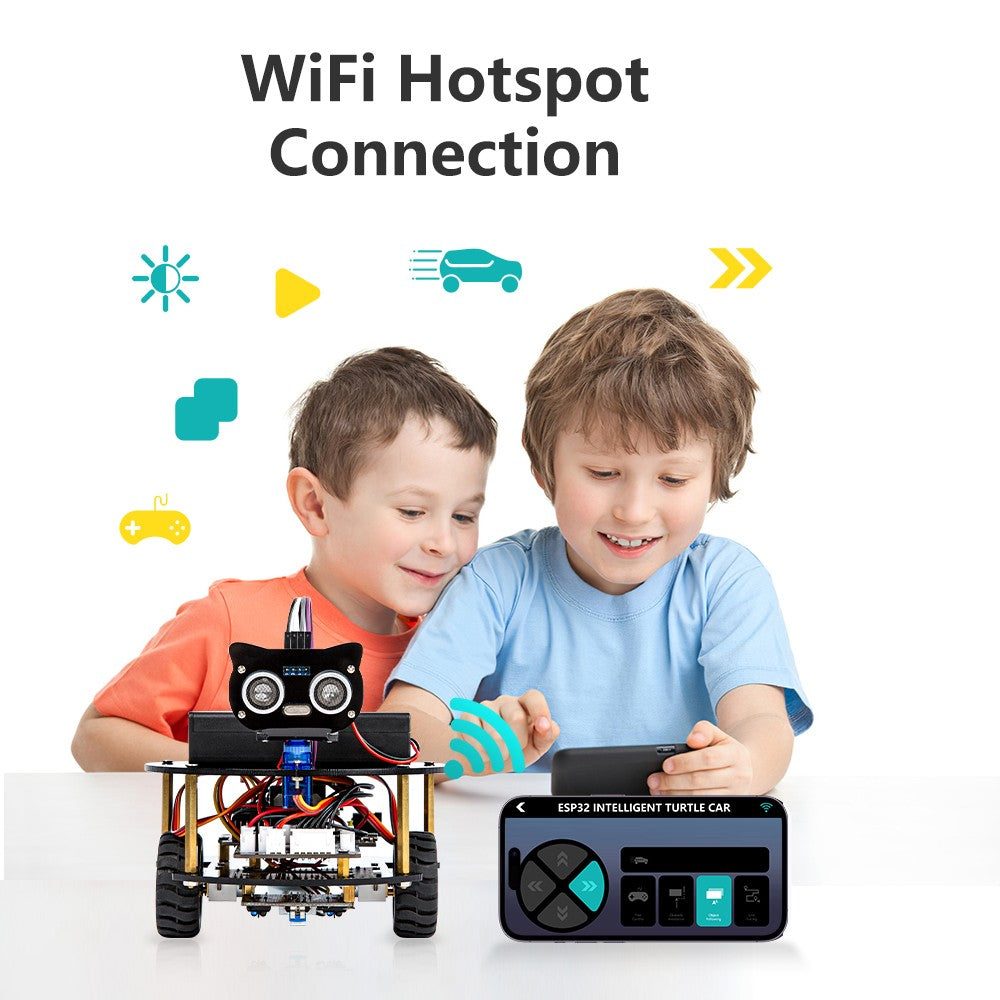 Carro Robô Tartaruga Inteligente Multifuncional KUONGSHUN para Kit de Robótica Programável ESP32 Arduino Robot STEM para Crianças