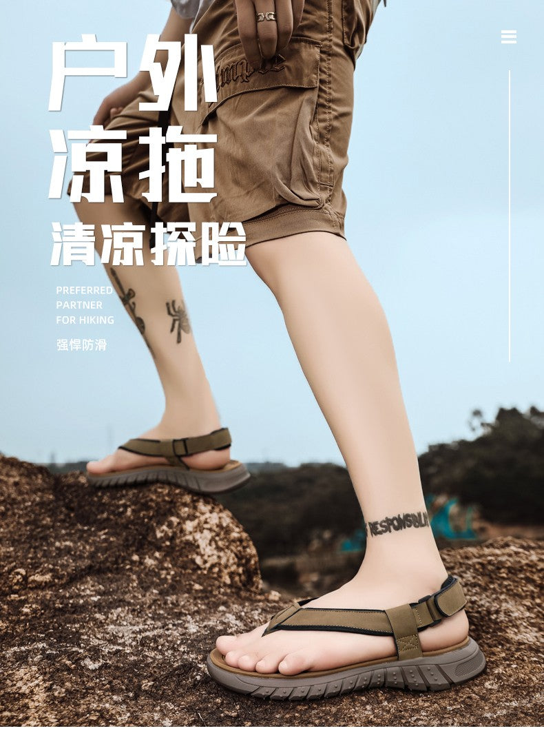 Men's simple casual sandals summer outdoor anti slip wear-resisting comfort beach shoes breathable fashion male walking slippers