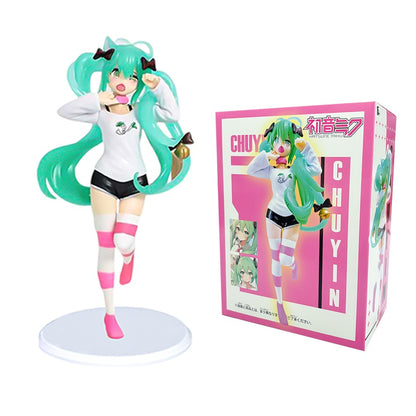Anim Hatsune Miku Sitting Posture Figure Cat Ear Hatsune Model Desktop Decor Collectible Toy Gift for Fans Japanese Kawaii Otaku