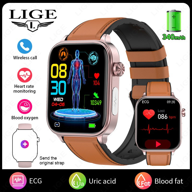 Smartwatch 2025 Novo ECG+PPG Feminino Monitor de Frequência Cardíaca Lipídios Sanguíneos Ácido Úrico Saúde Menstrual Rastreador Inteligente Para Android iOS