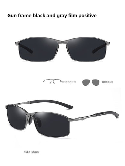 Óculos de Sol Polarizados com Armação de Metal e Lentes Fotocromáticas, Visão Noturna, Adequados para Esportes, Ciclismo, Pesca, Condução e Acampamento