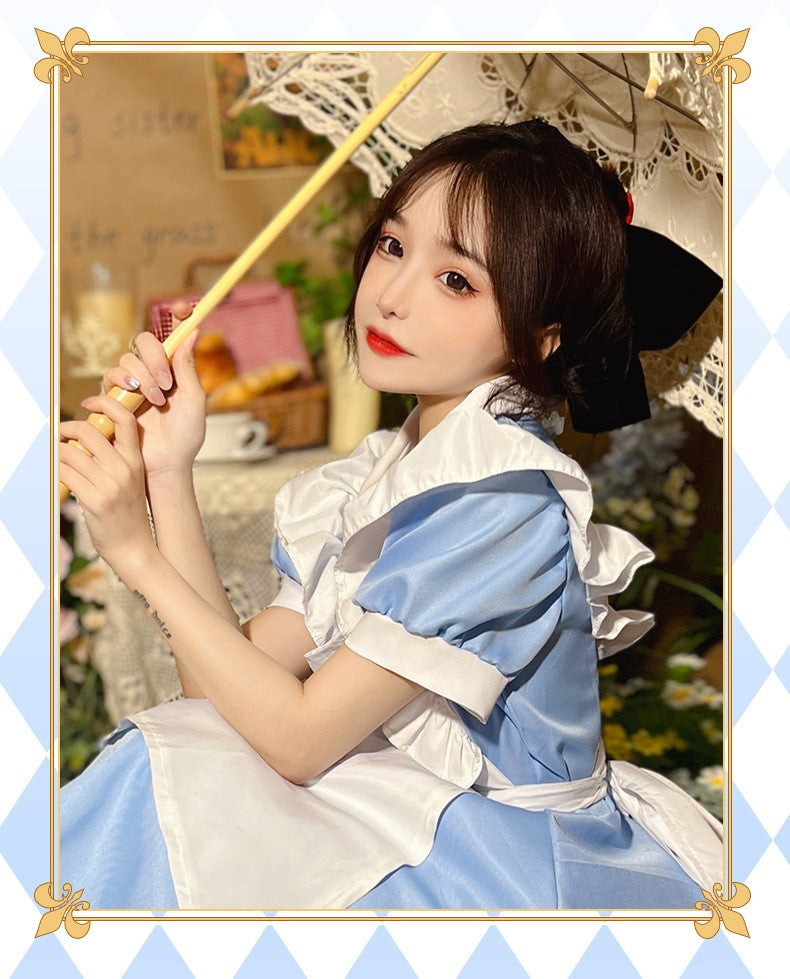 Lolita Dress Maid Apron Fantasia Halloween Carnival Party Costume for Women Masquerade Party Alice In Wonderland Cosplay Costume