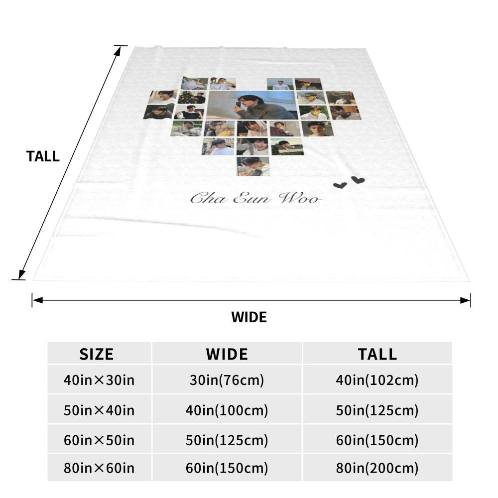 Cha EunWoo Kpop Astro Blankets Soft Warm Flannel Throw Blanket Cover for Bed Living room Picnic Travel Home Sofa