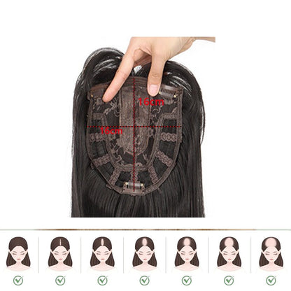 Aplique Capilar Feminino Sintético com Franja - Extensão de Cabelo Fina e Respirável Loira, Topper Capilar para Mulheres, Peruca de Cabelo Falso