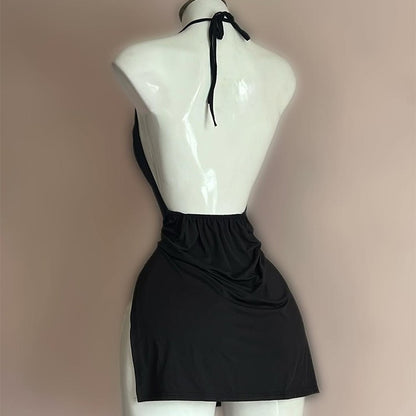 Women's Sexy Home Halter Camisole Dress Summer Spice Girl Dress Y2K Sexy Sleeveless Backless Red Mini Dresses Bodycon Lady Skirt