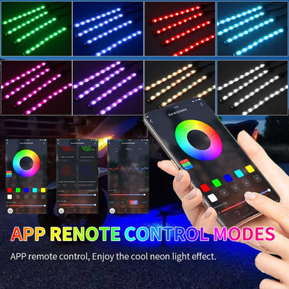 Lâmpada de Neon Decorativa para Motos, Faixa de Luz Ambiente Flexível RGB APP 12V para Harley Yamaha Kawasaki Suzuki