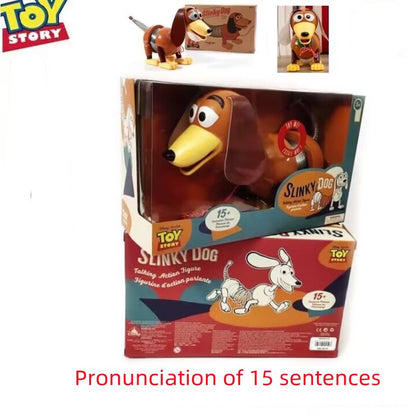 Original Disney Pixar Toy Story 4 Falante Estica Slinky Dog Bonecos de Ação Brinquedos de Animais Anime Fala Inglês Brinquedo Presente Infantil