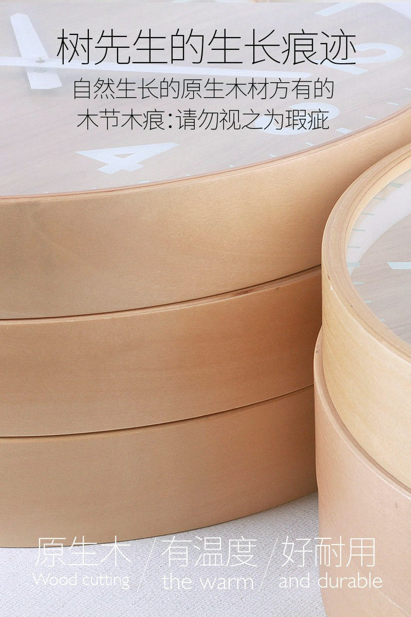 The original wood grain silent and simple wooden wall clock is a fashionable home decoration for the living room clock