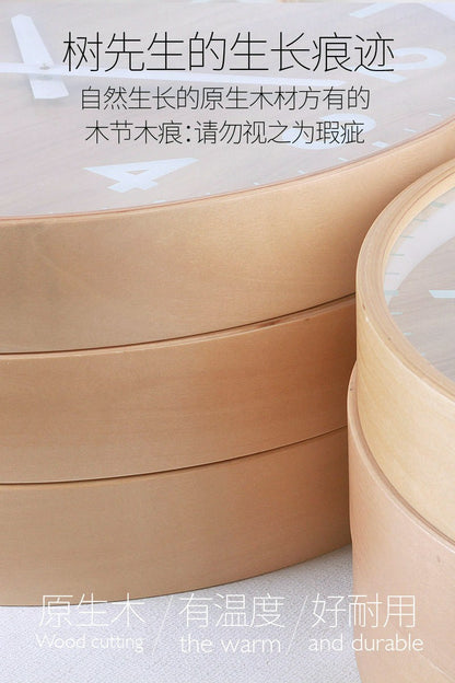 The original wood grain silent and simple wooden wall clock is a fashionable home decoration for the living room clock