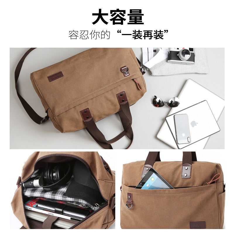 Bolsa Masculina de Lona, Bolsas Casuais de Negócios para Notebook de 15.6 polegadas, Mochila de Viagem de Ombro Fashion e de Alta Qualidade