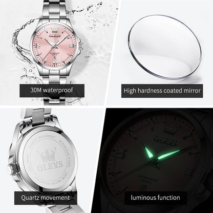 OLEVS 3668 Women Watch Luxury Original Quartz Watch Sword Needle Fashion Roman Automatic Date Calendar Window Women Watch
