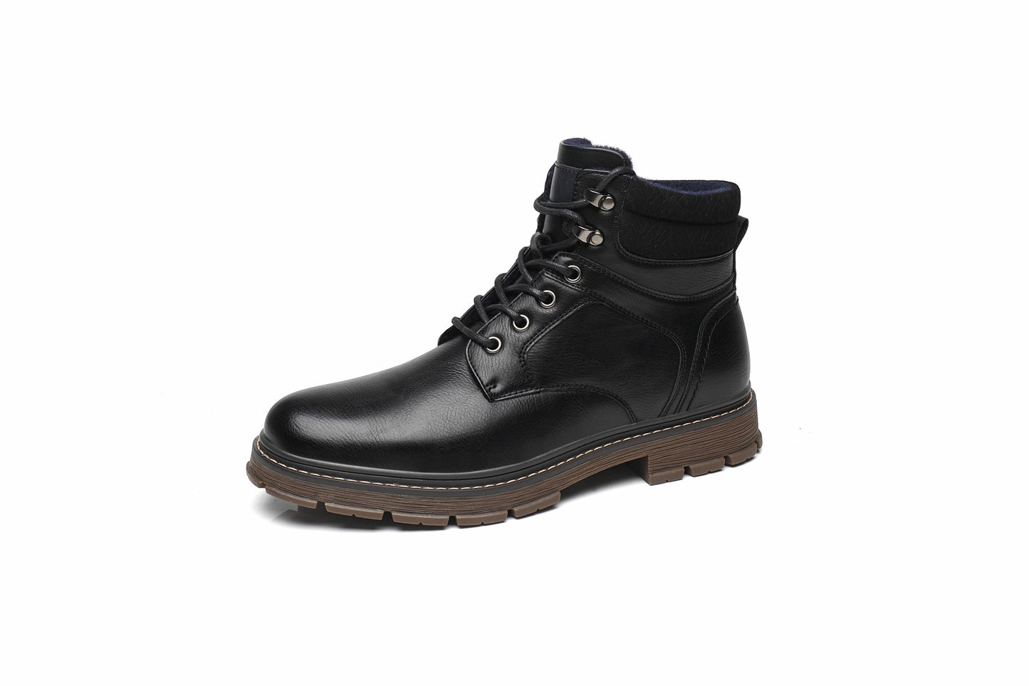 BHKH Botas Masculinas de Inverno da Moda botins Zíper Cadarço Botas de Tornozelo Sapatos Sociais Vintage de Negócios Sapatos Casuais de Couro Para Homens