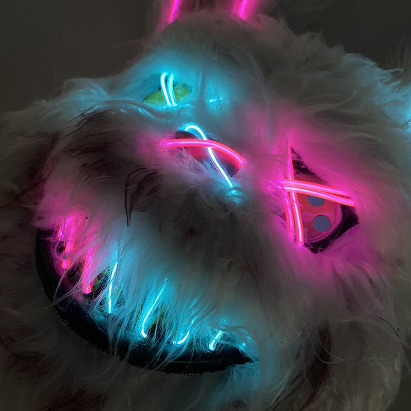 Hot Bloody Rabbit Bear Luminous LED Mask Halloween Horror Bunny Mask Carnival Party Props Cosplay Dress Up Headgear