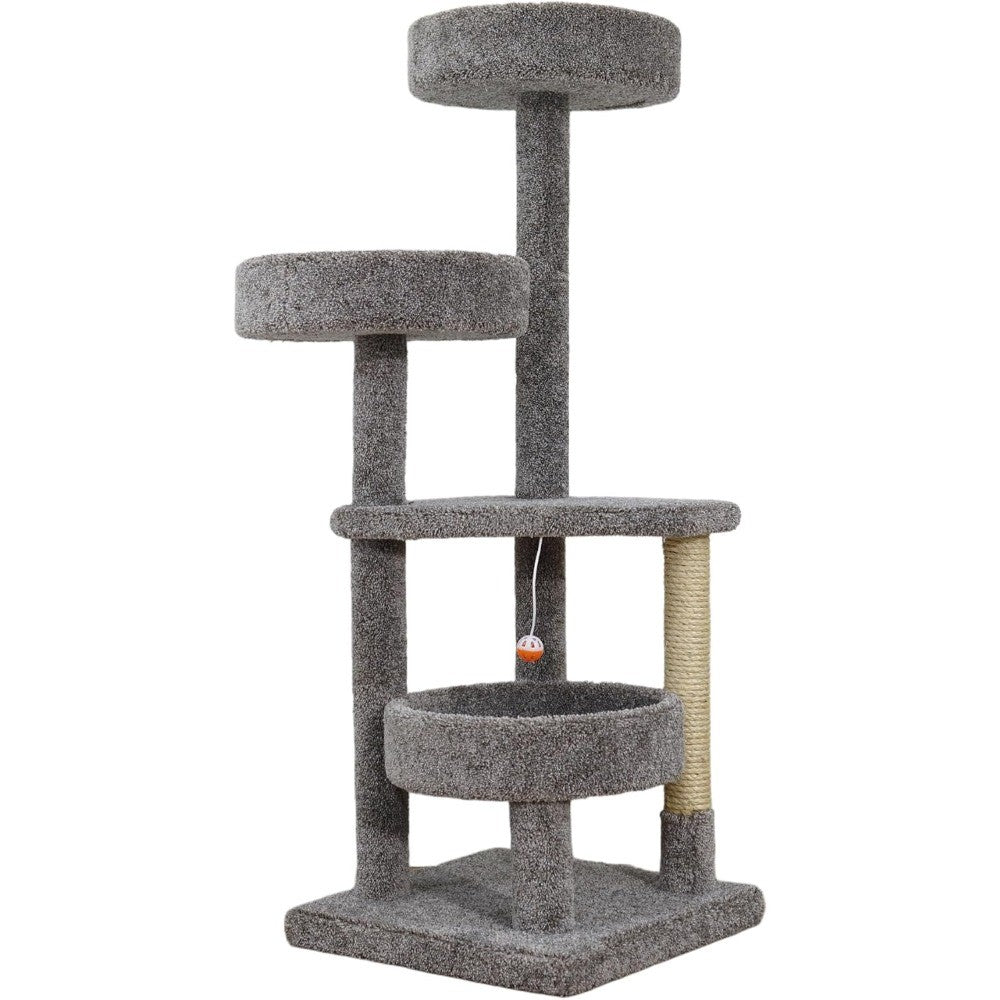 Torre de Gato de Madeira Maciça Durável com Camas em Vários Níveis