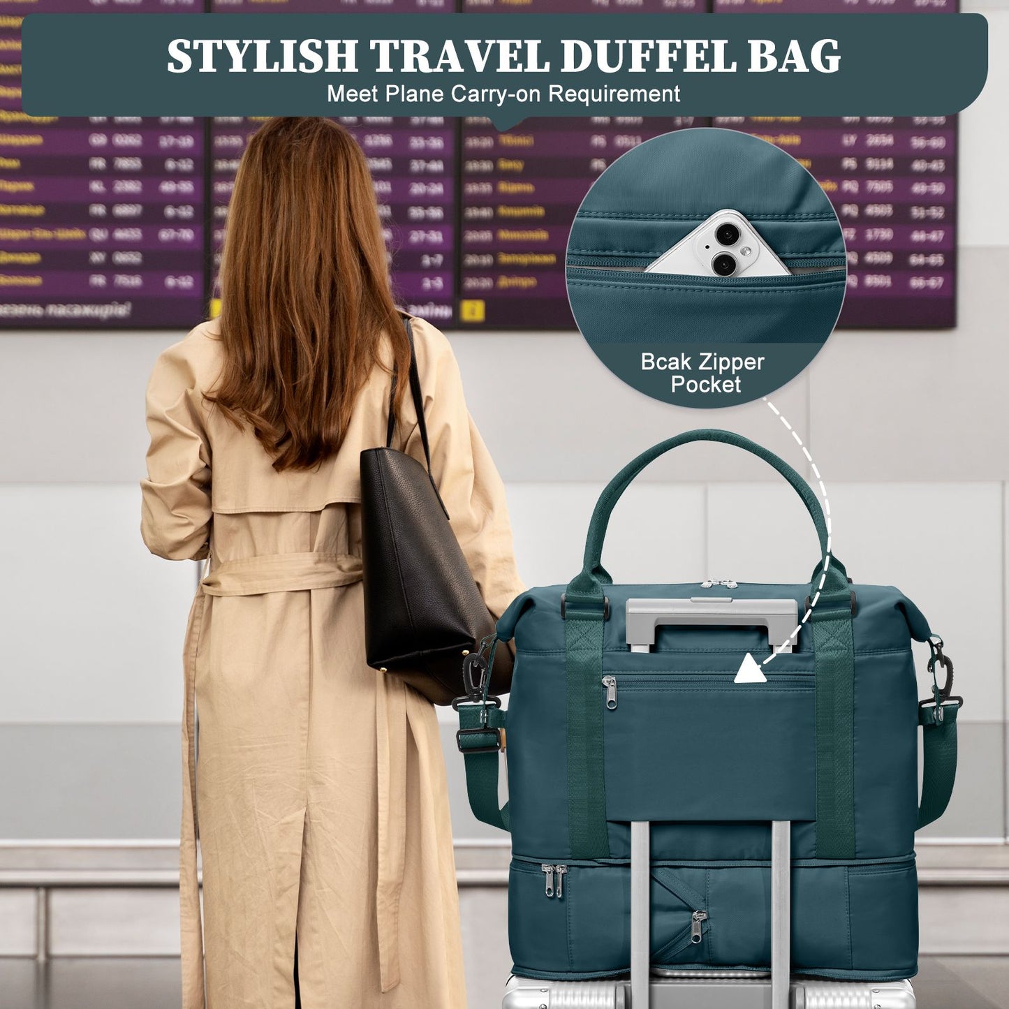 Travel Bags for Women Men, Expandable Handbag Travel Duffle Bag for Plane Ryanair 40x20x25 Cabin Weekend Bag Gym Bag Sports Bag