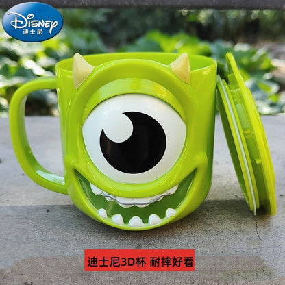 Copo infantil de desenho animado Disney Mickey Stitch com tampa Caneca de leite Frozen Elsa 3D Copo para beber em casa Copo para escovar a boca Copo de água infantil