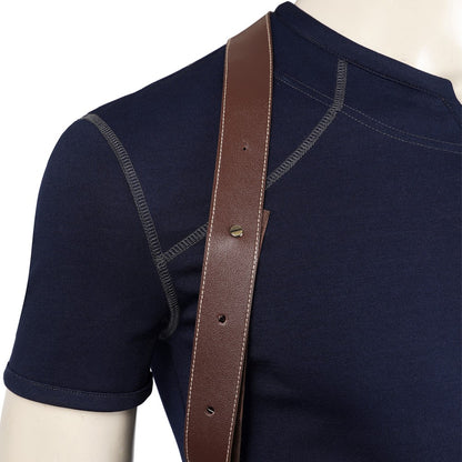 Carnival Game Leon Kennedy Costume RE Accessories Utility Belt With Bags Hero  Cosplay T-Shirt Officer Armpit Holster Halloween