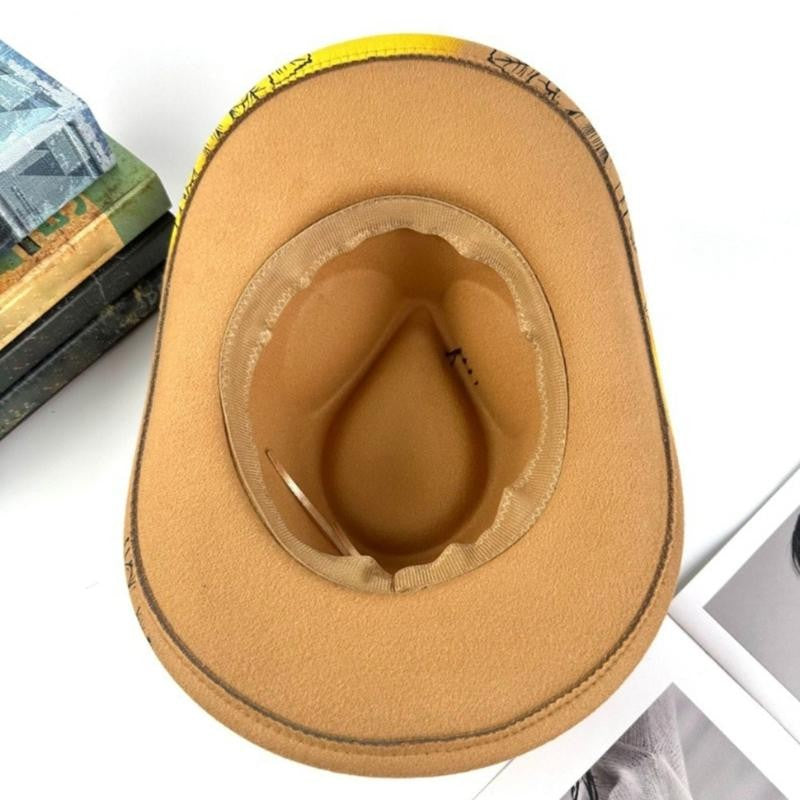 P9FE Western styles Felts Cowgirls Hat With Ribbon Trim And Detail For Outdoor Event Casual Wear