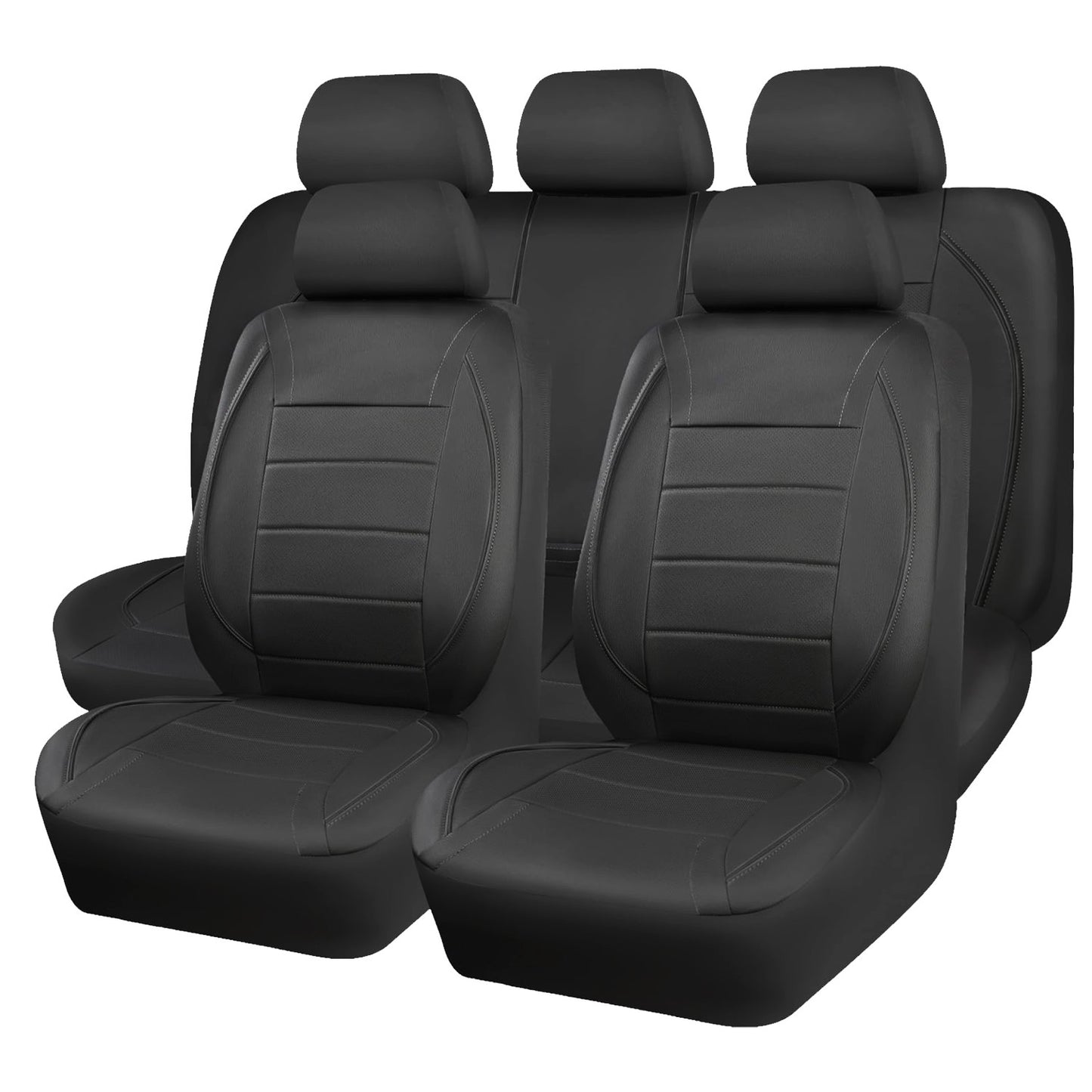 Capas de Couro Universais para Banco de Carro Vermelho Simples à Prova d'Água para 5 Assentos