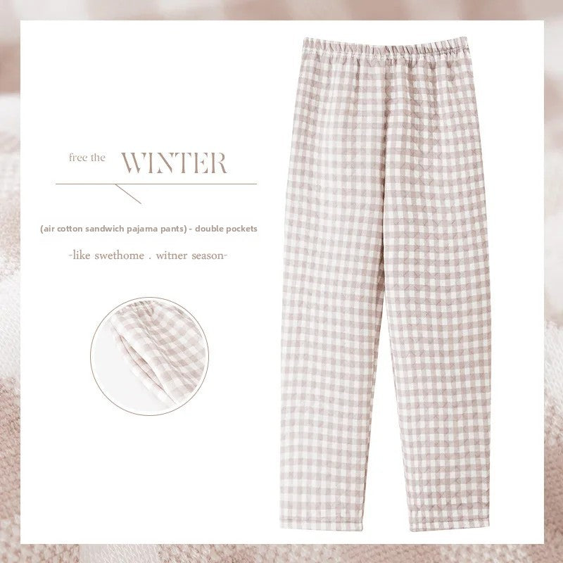 Thickened Air Cotton Sleep Pants Women's Autumn Winter Home Clothes Mid-aged Mom Warm Outerwear Large Size Home Pants