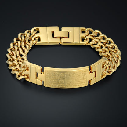 Jesus Cross Men's 316L Stainless Steel Bracelet Male Wholesale pulseira Mens Braclets Gold Color Wrist Bracelets For Men Jewelry