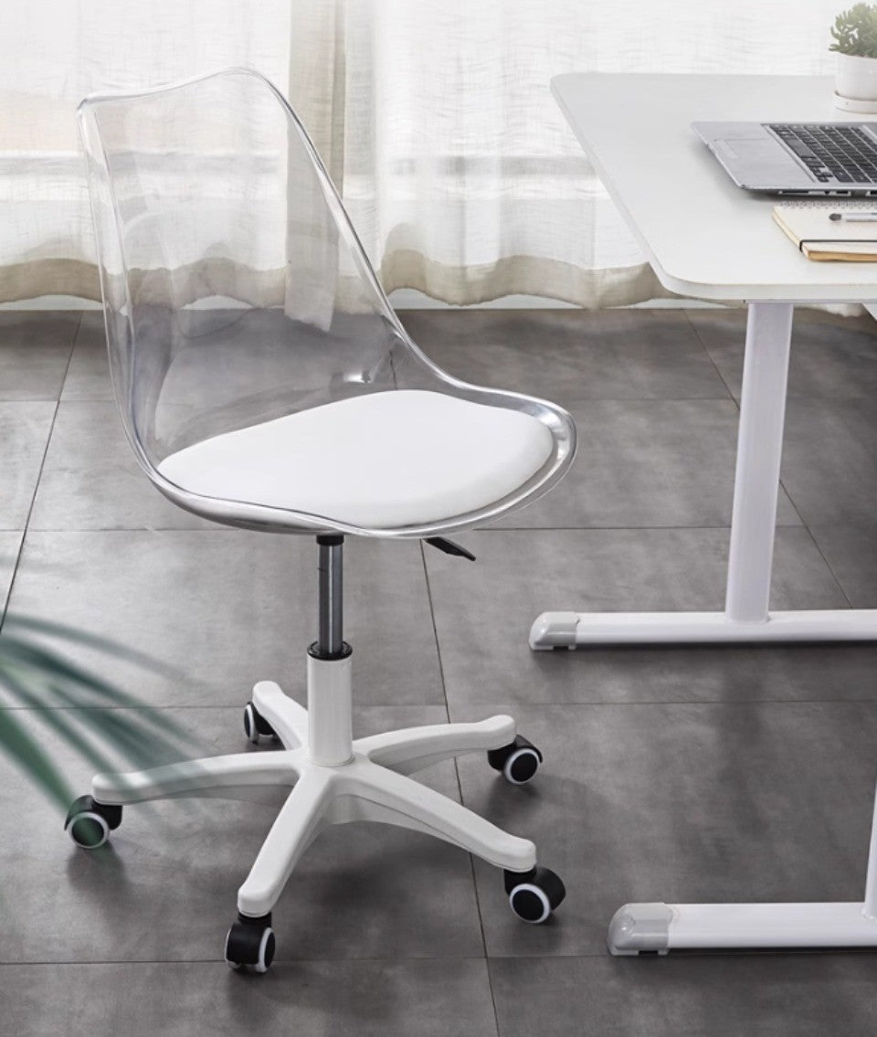 Rotating Computer Chair Dressing Transparent Plastics Elevated Move Rotating Chair Writing Desk Home Bedroom Desk Office Chair