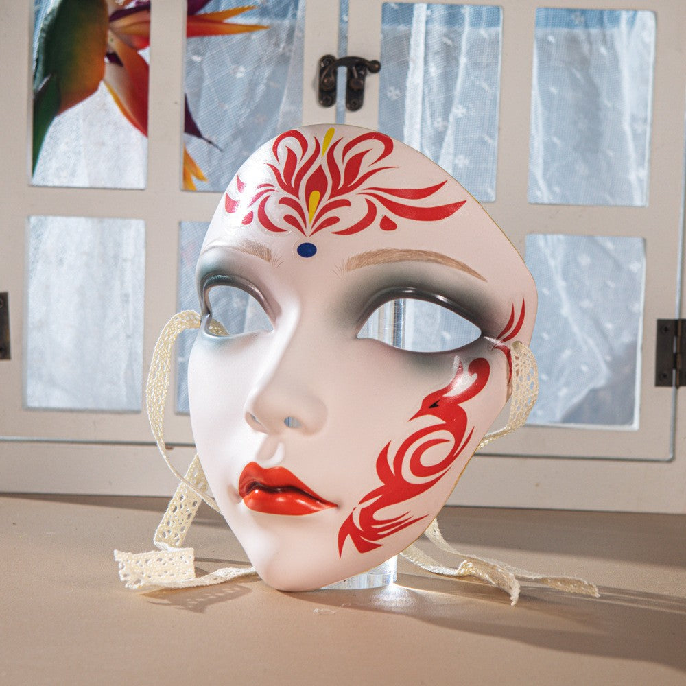 Beautiful Woman Mask Full Face Chinese Ancient Style DIY Hand-painted Decor for Masquerade Party Props Hanfu Costume Accessories