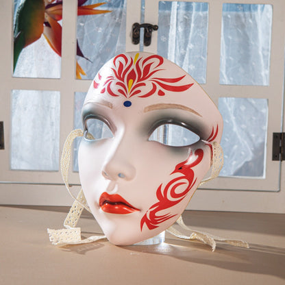 Beautiful Woman Mask Full Face Chinese Ancient Style DIY Hand-painted Decor for Masquerade Party Props Hanfu Costume Accessories