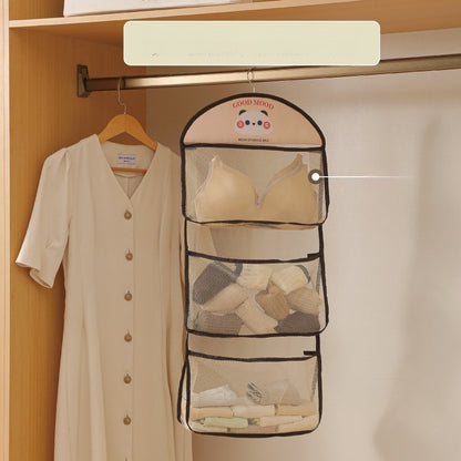 Wardrobe storage hanging bag bedroom large capacity underwear sockscartoon storagebag householddoor storage hangingbag practical