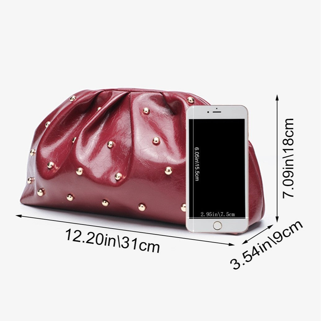 2025 Large Capacity Folded Cloud Clutches Women's Handbag Fashion Simple Multifunctional Clasp Bag Mushroom Nail Dinner Bag