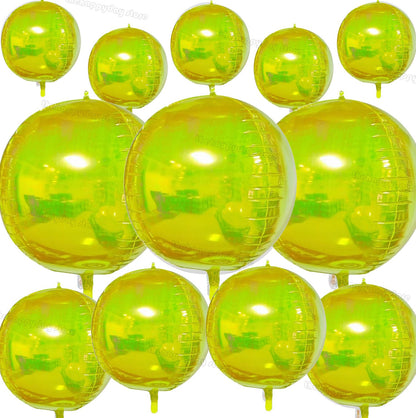 12Pcs Iridescent 4D Round Foil Balloons 22/12/10IN Holographic 4D Foil Balloons Helium Air Globos Mermaid Birthday Wedding Decor